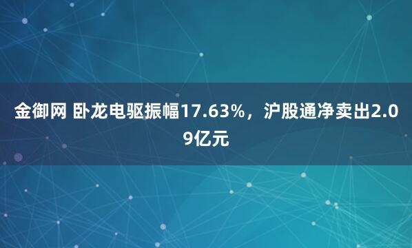 金御网 卧龙电驱振幅17.63%，沪股通净卖出2.09亿元